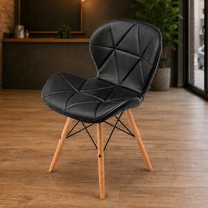 Scaun Oslo, DENVER, piele ecologica neagra, picioare lemn, 48x39x74 cm