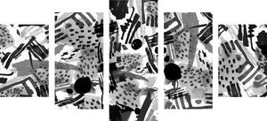 Tablou 5-piese abstract pop art alb-negru