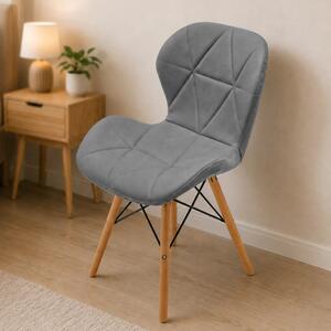 Scaun Oslo, DENVER, piele ecologica gri, picioare lemn, 48x39x74 cm