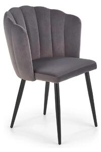 Scaun tapitat K386, gri inchis/negru, stofa catifelata/metal, 60x58x84