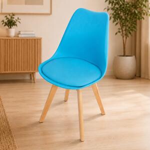 Scaun Stockholm, DENVER, piele ecologica turcoaz, picioare lemn, 48x50x82 cm