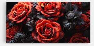 Tablou Canvas, 100x200cm, Dormitor si Living, Flori, Trandafiri, Red Grey Rose