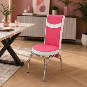 Scaun Venetia, DENVER, piele ecologica roz cu alb, 42x53x99 cm