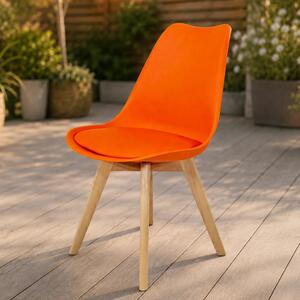 Scaun Stockholm, DENVER, piele ecologica portocalie, picioare lemn, 48x50x82 cm