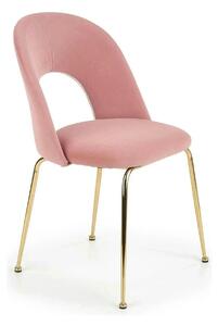 Scaun dining roz K385, roz deschis/auriu, stofa catifelata/metal, 54x5