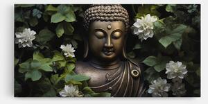 Tablou Canvas, 100x200cm, Dormitor si Living, Moderne, Buddha, White Flowers Buddha