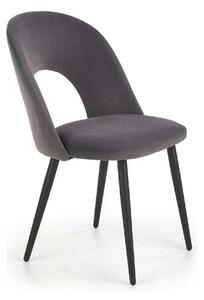 Scaun tapitat K384, gri/negru, stofa catifelata/metal, 54x57x84 cm