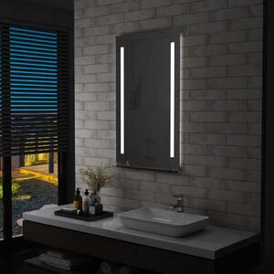 Oglindă cu LED de perete pentru baie cu raft, 60 x 100 cm