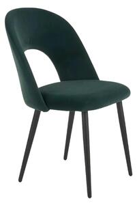 Scaun tapitat K384, verde/negru, stofa catifelata/metal, 54x57x84 cm