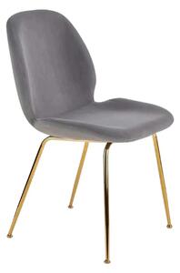 Scaun tapitat K381, gri/auriu, stofa catifelata/metal, 48x58x88 cm