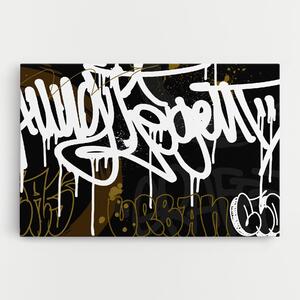 Tablou Canvas, 20x30cm, Dormitor si Living, Moderne, Graffiti, White Brown Graffiti