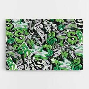 Tablou Canvas, 20x30cm, Dormitor si Living, Moderne, Graffiti, Green Graffiti Letters