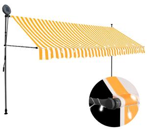 Copertină retractabilă manual cu LED, alb & portocaliu, 350 cm