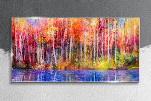 Tablou sticla Pictură copaci colorați