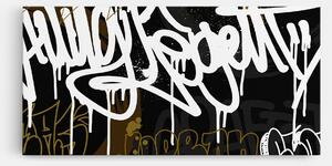 Tablou Canvas, 40x80cm, Dormitor si Living, Moderne, Graffiti, White Brown Graffiti