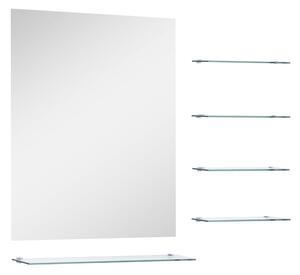 Oglindă de perete cu 5 rafturi, argintiu, 50 x 60 cm
