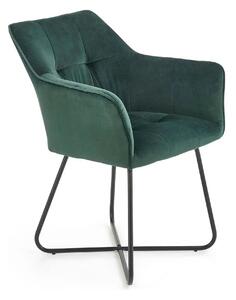 Scaun tapitat K377, verde inchis/negru, stofa catifelata/metal, 60x62x