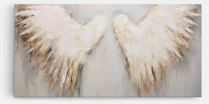 Tablou Canvas, 40x80cm, Dormitor si Living, Moderne, Textura de pictura, Cream White Wings