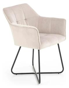 Scaun tapitat K377, bej/negru, stofa catifelata/metal, 60x62x81 cm