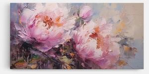 Tablou Canvas, 40x80cm, Dormitor si Living, Moderne, Textura de pictura, Peony Art