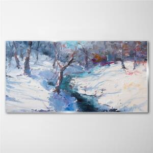 Tablou sticla Pădure de pictură de iarnă