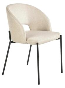 Scaun dining modern K373, bej/negru, stofa clasica/metal, 51x57x77 cm