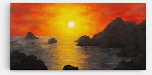 Tablou Canvas, 50x100cm, Dormitor si Living, Peisaje, Apus de soare, Mountains Rocks Painting