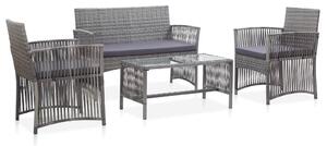 Set mobilier de grădină cu perne, 4 piese, antracit, poliratan