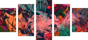 Tablou 5-piese flori abstracte