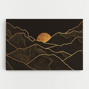 Tablou Canvas, 20x30cm, Dormitor si Living, Peisaje, Munti, Black Gold Mountains
