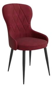 Scaun bucatarie visiniu/negru K366, stofa catifelata/metal, 52x58x92 c