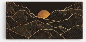 Tablou Canvas, 40x80cm, Dormitor si Living, Peisaje, Munti, Black Gold Mountains