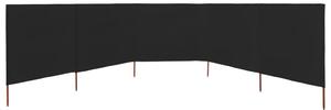 Paravan anti-vânt cu 5 panouri, negru, 600 x 80 cm, textil