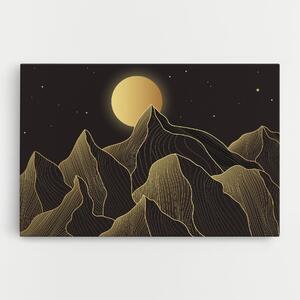 Tablou Canvas, 40x60cm, Dormitor si Living, Peisaje, Munti, Gold Shiny Moon