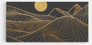 Tablou Canvas, 50x100cm, Dormitor si Living, Peisaje, Munti, Golden Mountain Moon