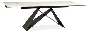 Masa moderna dining WESTIN III, alb/negru, ceramica/metal, 160-240x90x