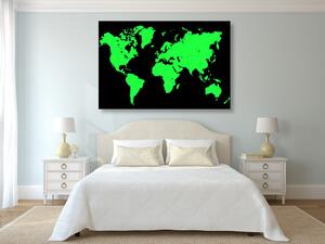 Tablou harta verde pe un fundal negru