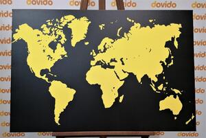 Tablou harta galbenă pe un fundal negru