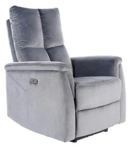 Fotoliu recliner NEPTUN, gri, stofa catifelata/metal, 76x94/160x96 cm