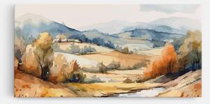 Tablou Canvas, 50x100cm, Dormitor si Living, Peisaje, Toamna, Blue Orange Autumn