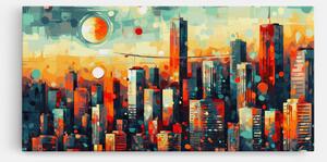 Tablou Canvas, 50x100cm, Dormitor si Living, Peisaje, Urbane, Colorful City Painting
