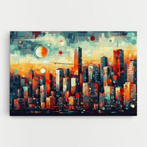 Tablou Canvas, 40x60cm, Dormitor si Living, Peisaje, Urbane, Colorful City Painting