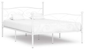 Cadru de pat cu bază din șipci, alb, 120 x 200 cm, metal