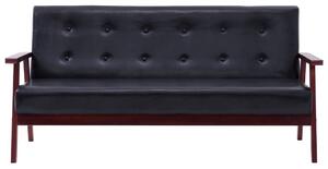 Canapea cu 3 locuri, negru, piele ecologică
