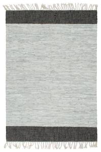 Covor Chindi țesut manual, gri și negru, 120x170 cm, piele