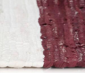 Covor Chindi țesut manual, roșu burgund/alb, 120x170 cm, bumbac