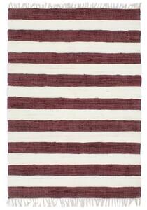 Covor Chindi țesut manual, roșu burgund/alb, 120x170 cm, bumbac