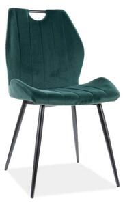 Scaun bucatarie elegant ARCO, verde inchis/negru, stofa/metal, 51x46x9