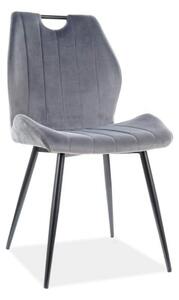 Scaun bucatarie elegant ARCO, gri/negru, stofa catifelata/metal, 51x46