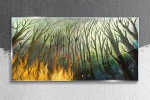 Tablou sticla Pictând foc de pădure
